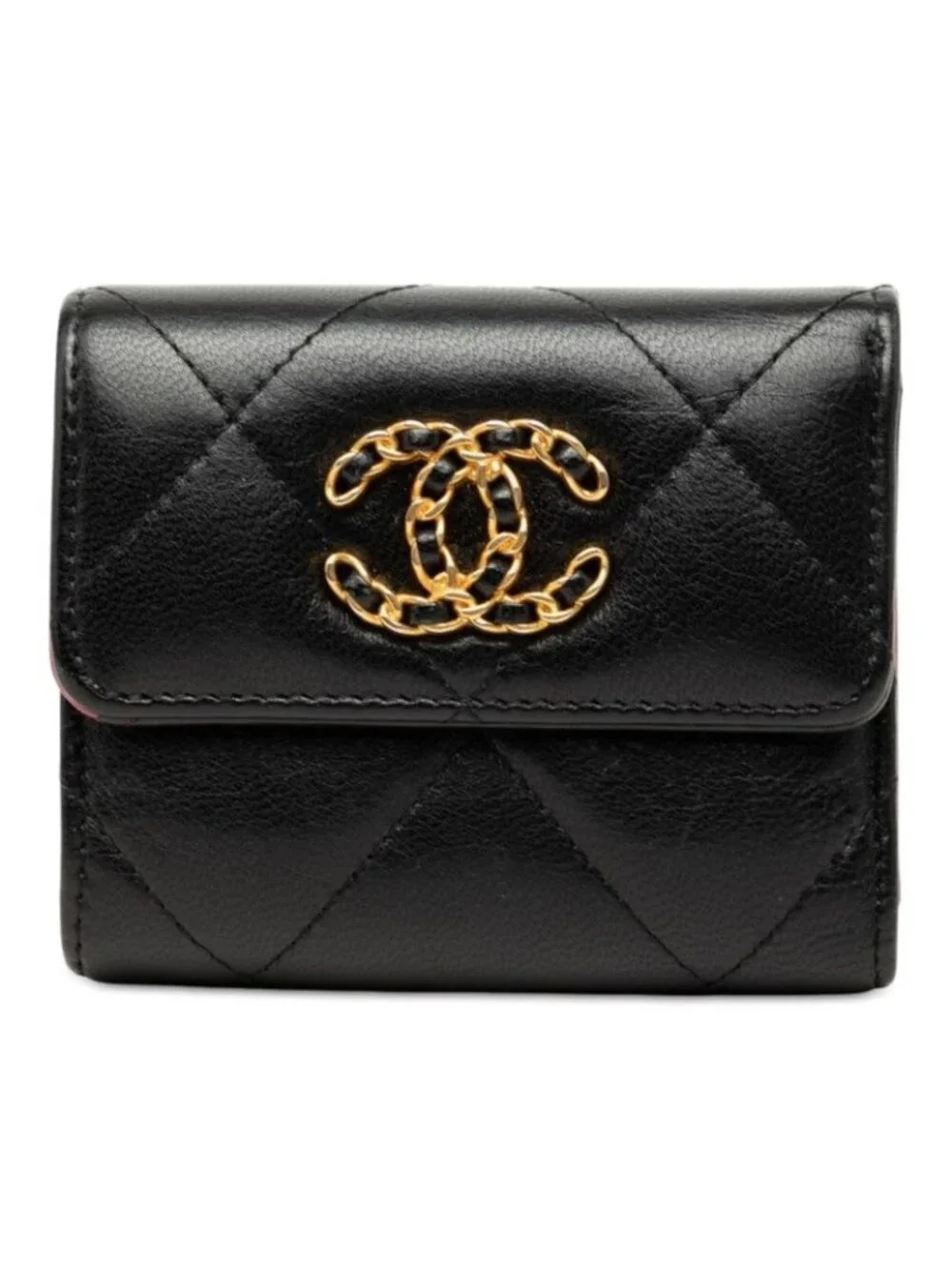 Chanel 19 Diznow CC Logo Tri Foldwallet Smallflap Wallet Black